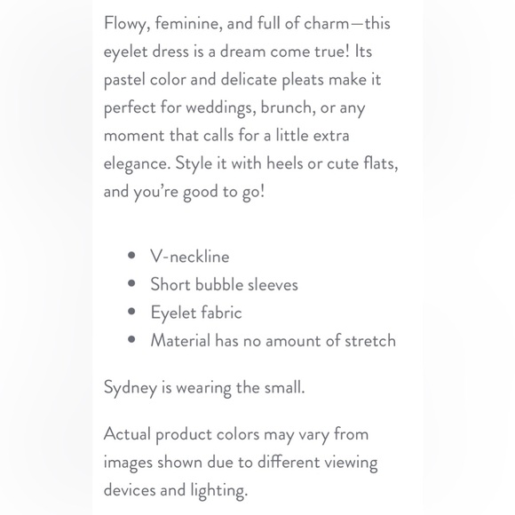 Pink Eyelet Short Dress | XL | Bubble Sleeves | Pleated | NWT - Picture 7 of 11